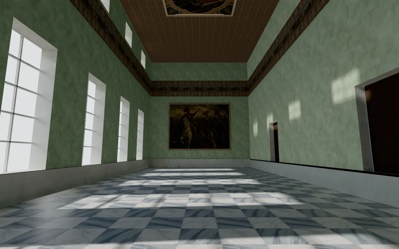 Ricostruzione 3D del Salone degli Svizzeri nel Palazzo Reale di Torino (ricostruzione 3D)
