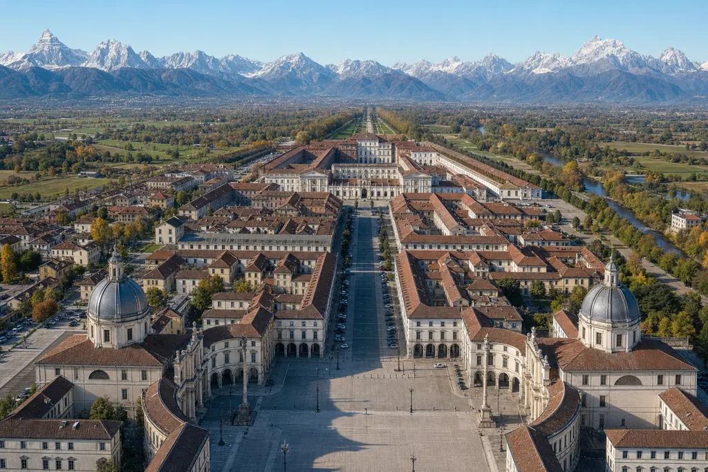 Veduta odierna dallo stesso punto di vista (immagine creata con AI)
